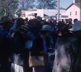 Actors and crew getting lunch in downtown Fort Scott, Kansas.